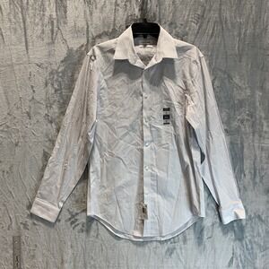 Calvin Klein Men's Button Up Shirt M Steel+ Slim Fit Stretch Gray Striped